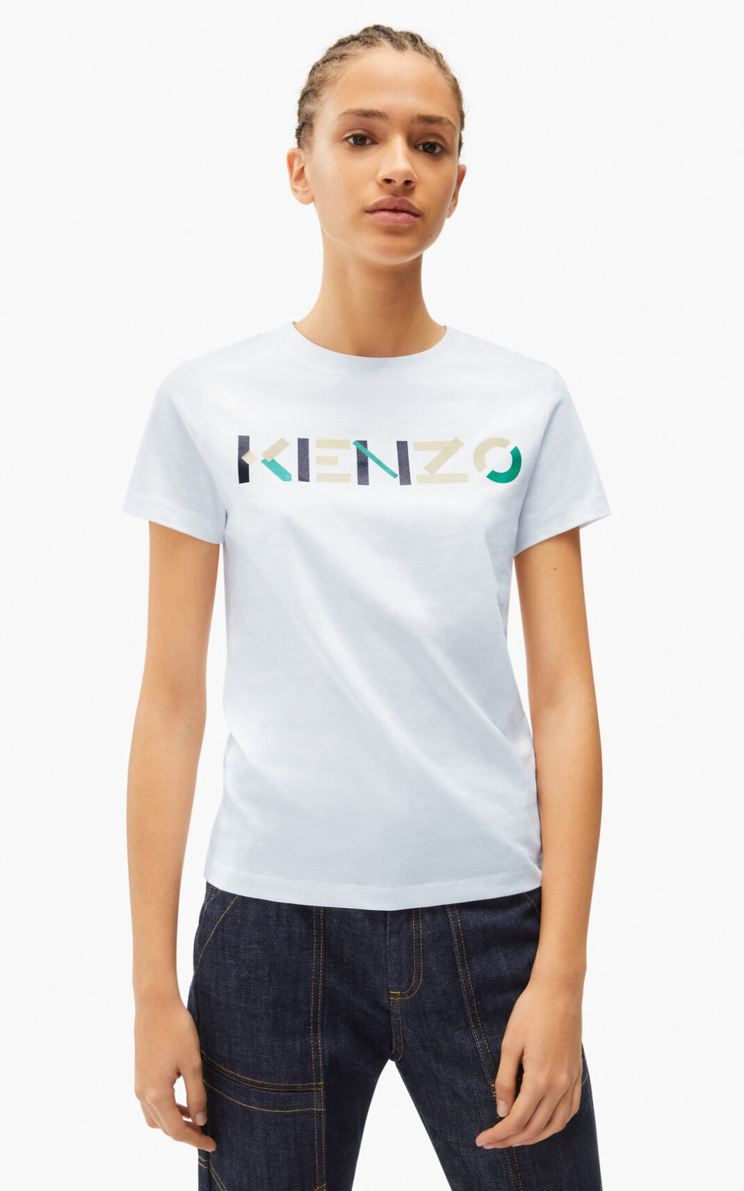 Camisetas Kenzo with multicoloured logo Mujer Blancas IEK814650